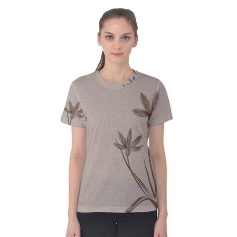 Background Vintage Drawing Sepia Women s Cotton Tee by Nexatart