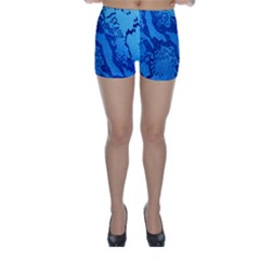 Background Tissu Fleur Bleu Skinny Shorts by Nexatart