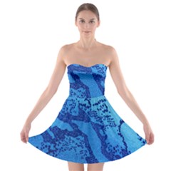 Background Tissu Fleur Bleu Strapless Bra Top Dress by Nexatart