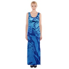 Background Tissu Fleur Bleu Maxi Thigh Split Dress