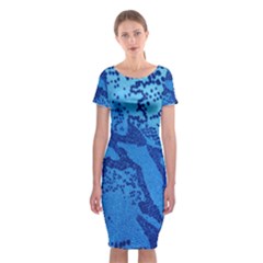 Background Tissu Fleur Bleu Classic Short Sleeve Midi Dress by Nexatart