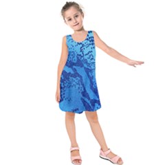 Background Tissu Fleur Bleu Kids  Sleeveless Dress by Nexatart