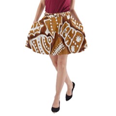 Biscuit Brown Christmas Cookie A-line Pocket Skirt