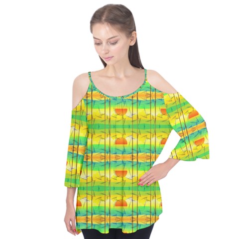 Birds Beach Sun Abstract Pattern Flutter Tees by Nexatart