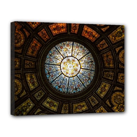 Black And Borwn Stained Glass Dome Roof Canvas 14  X 11  by Nexatart