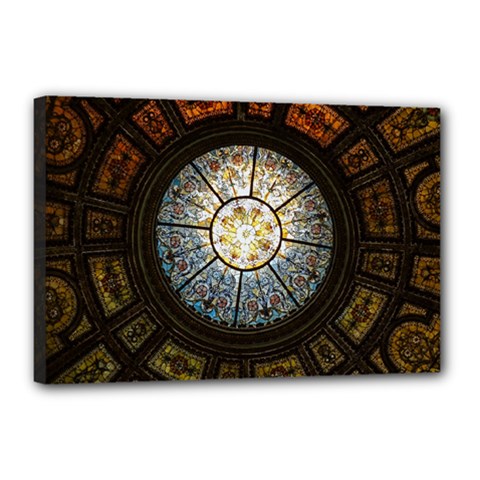 Black And Borwn Stained Glass Dome Roof Canvas 18  X 12  by Nexatart