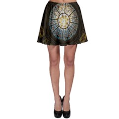 Black And Borwn Stained Glass Dome Roof Skater Skirt by Nexatart