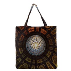 Black And Borwn Stained Glass Dome Roof Grocery Tote Bag by Nexatart