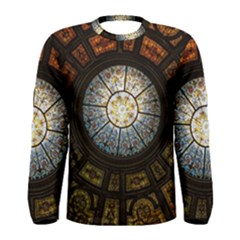 Black And Borwn Stained Glass Dome Roof Men s Long Sleeve Tee by Nexatart