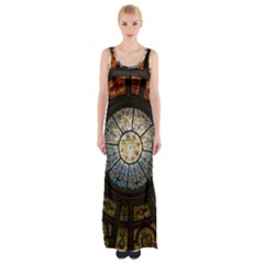 Black And Borwn Stained Glass Dome Roof Maxi Thigh Split Dress by Nexatart