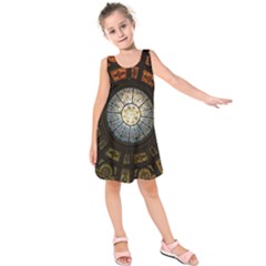 Black And Borwn Stained Glass Dome Roof Kids  Sleeveless Dress by Nexatart