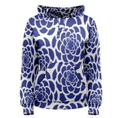 Blue And White Flower Background Women s Pullover Hoodie by Nexatart