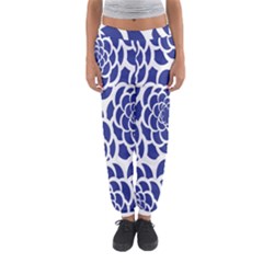 Blue And White Flower Background Women s Jogger Sweatpants by Nexatart