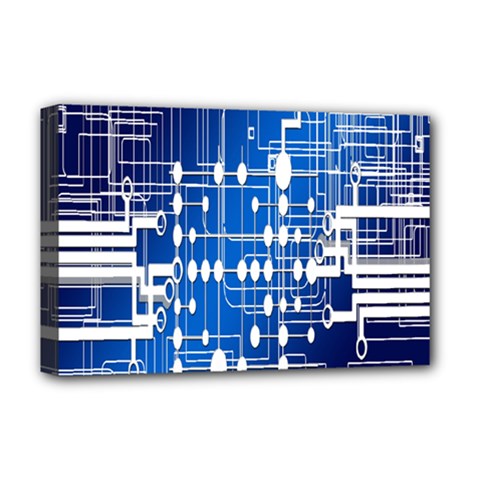 Board Circuits Trace Control Center Deluxe Canvas 18  X 12   by Nexatart