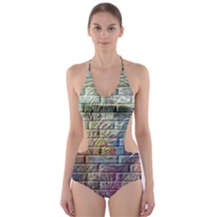 Brick Of Walls With Color Patterns Cut-out One Piece Swimsuit