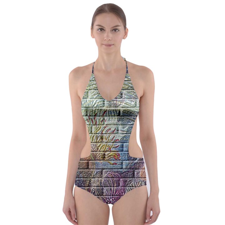 Brick Of Walls With Color Patterns Cut-Out One Piece Swimsuit