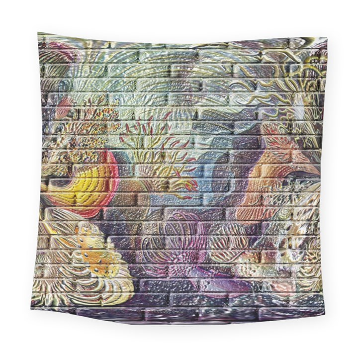 Brick Of Walls With Color Patterns Square Tapestry (Large)