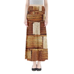 Brown Wall Tile Design Texture Pattern Maxi Skirts
