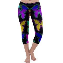 Butterflies Pattern Capri Yoga Leggings