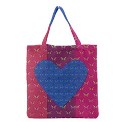 Butterfly Heart Pattern Grocery Tote Bag by Nexatart