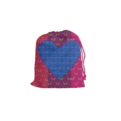 Butterfly Heart Pattern Drawstring Pouches (small)  by Nexatart