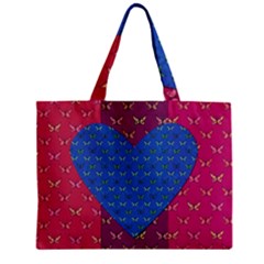 Butterfly Heart Pattern Zipper Mini Tote Bag by Nexatart