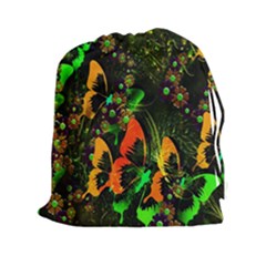 Butterfly Abstract Flowers Drawstring Pouches (xxl)