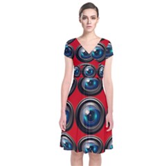 Camera Monitoring Security Short Sleeve Front Wrap Dress