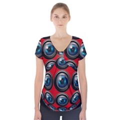 Camera Monitoring Security Short Sleeve Front Detail Top by Nexatart