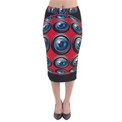 Camera Monitoring Security Velvet Midi Pencil Skirt