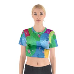 Chinese Umbrellas Screens Colorful Cotton Crop Top