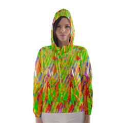 Cheerful Phantasmagoric Pattern Hooded Wind Breaker (women) by Nexatart