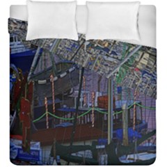 Christmas Boats In Harbor Duvet Cover Double Side (king Size) by Nexatart