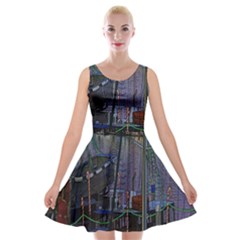 Christmas Boats In Harbor Velvet Skater Dress by Nexatart