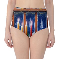 Christmas Lighting Candles High-waist Bikini Bottoms by Nexatart