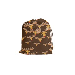 Christmas Reindeer Pattern Drawstring Pouches (small)  by Nexatart