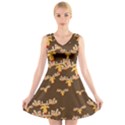 Christmas Reindeer Pattern V-Neck Sleeveless Skater Dress View1