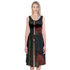 Christmas Xmas Bag Pattern Midi Sleeveless Dress