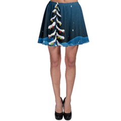 Christmas Xmas Fall Tree Skater Skirt by Nexatart