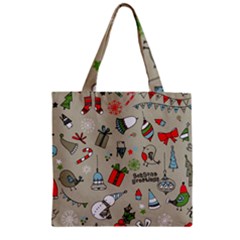 Christmas Xmas Pattern Zipper Grocery Tote Bag by Nexatart