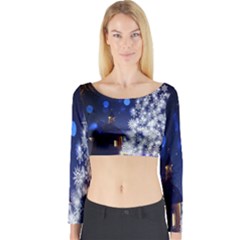 Christmas Card Christmas Atmosphere Long Sleeve Crop Top by Nexatart