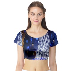 Christmas Card Christmas Atmosphere Short Sleeve Crop Top (tight Fit)