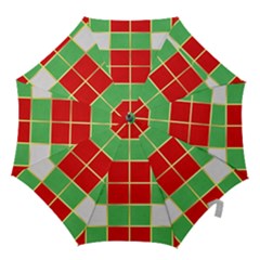 Christmas Fabric Textile Red Green Hook Handle Umbrellas (medium) by Nexatart