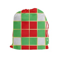 Christmas Fabric Textile Red Green Drawstring Pouches (extra Large) by Nexatart