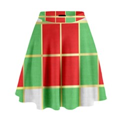 Christmas Fabric Textile Red Green High Waist Skirt by Nexatart