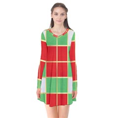 Christmas Fabric Textile Red Green Flare Dress by Nexatart