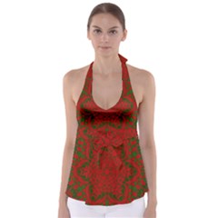 Christmas Kaleidoscope Art Pattern Babydoll Tankini Top