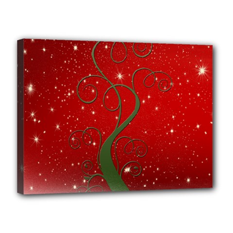 Christmas Modern Day Snow Star Red Canvas 16  X 12  by Nexatart