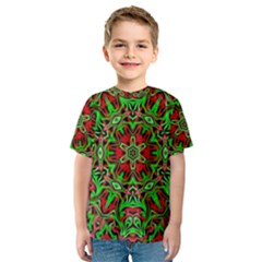 Christmas Kaleidoscope Pattern Kids  Sport Mesh Tee