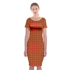 Christmas Paper Wrapping Paper Pattern Classic Short Sleeve Midi Dress